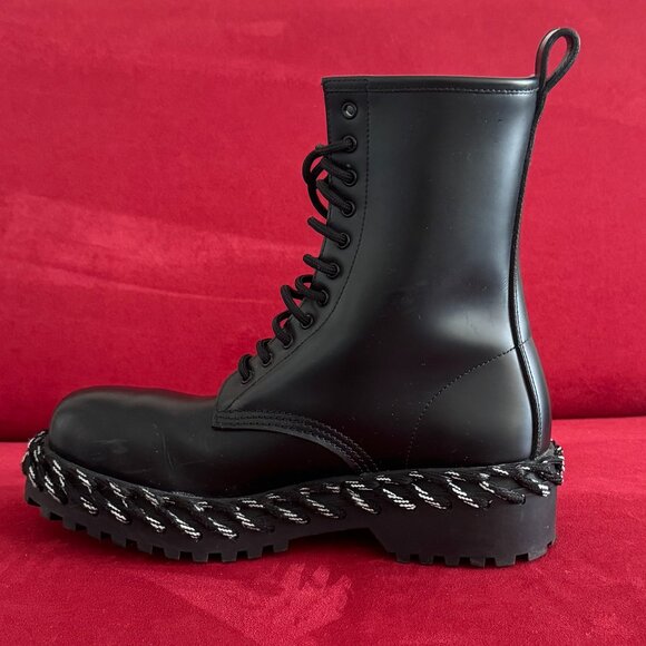 Balenciaga Black Leather Lace-Up Boots - Size 36 Authentic - Picture 10 of 14